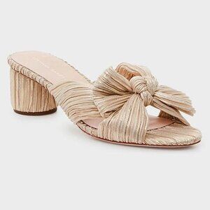 NEW Loafler Randal Emilia Slide on Heels Women's Platinum Size: 7.5